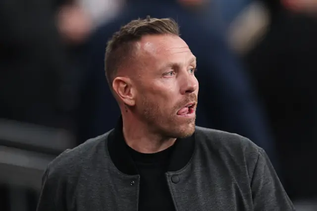 Craig Bellamy, Manager of Wales, looks on