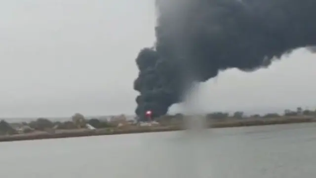 A second video shows a plume of smoke coming from the direction of the grain store in Matveyev Kurgan