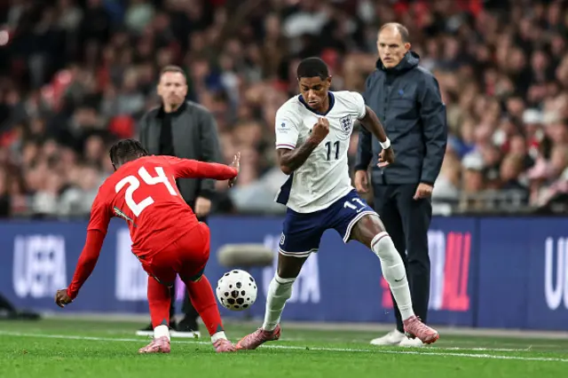 Marcus Rashford of England in action