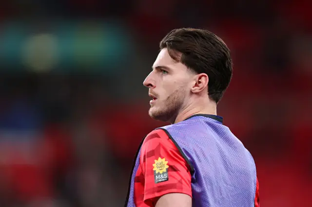 Declan Rice of England looks on