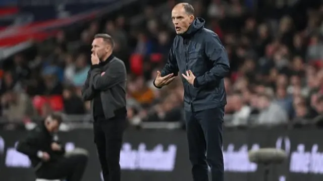 Thomas Tuchel, Manager of England, gives instructions