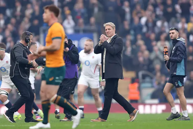 Lewis Moody presenting the match ball. An emotional moment at Twickenham.