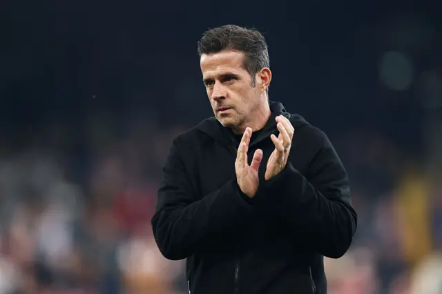 Marco Silva, Manager of Fulham, applauds the fans prior to the Premier League match between Fulham and Wolverhampton Wanderers at Craven Cottage on November 01, 2025 in London, England.