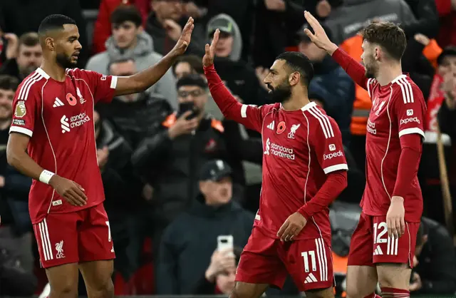 Mo Salah celebrates.