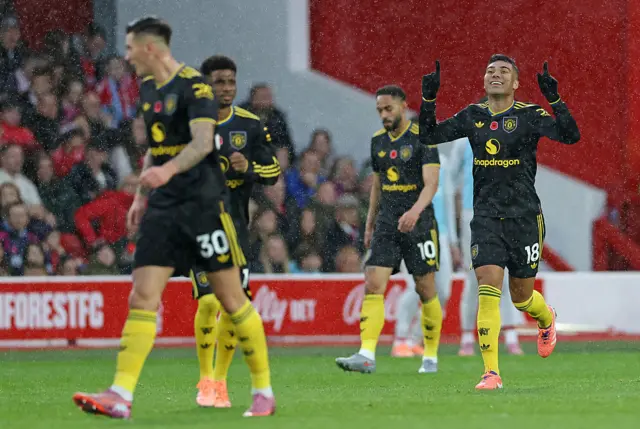 Casemiro celebrates as Manchester United score