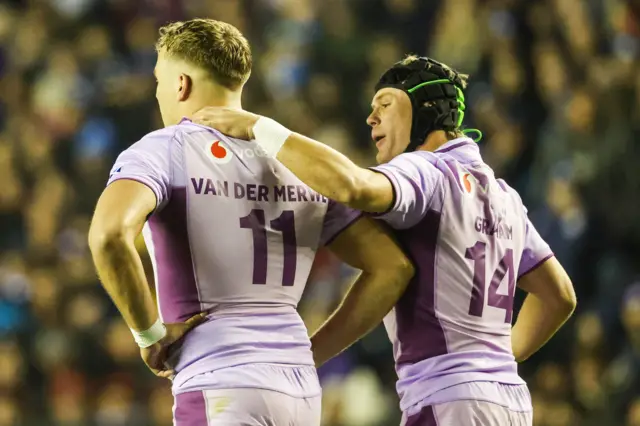 Duhan van der Merwe and Darcy Graham celebrate