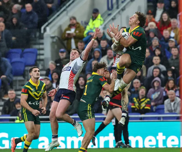Australia's Mark Nawaqanitawase catches a high ball