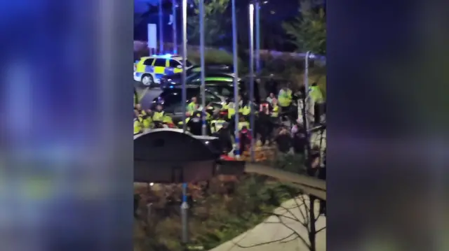 Emergency services gather at the scene