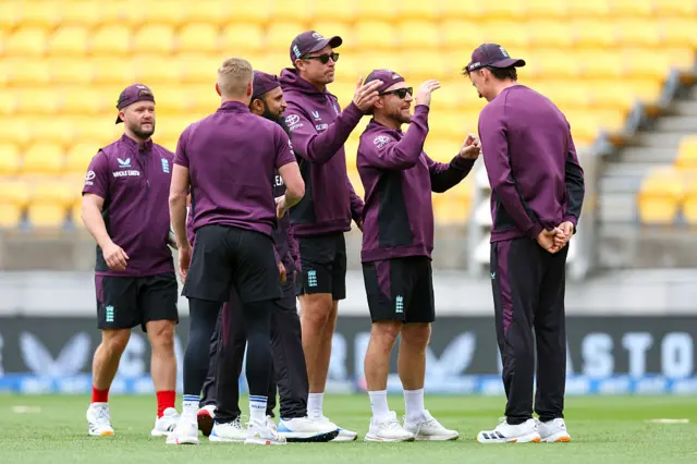 England players in warm-up