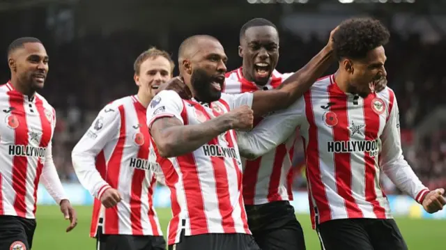 Brentford players celebrating