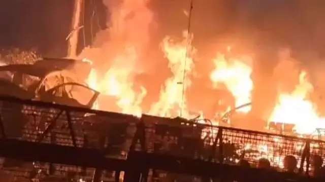 Video shows a car on fire on the main road outside the Red Fort, New Delhi