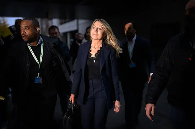 Deborah Turness seen entering Broadcasting House