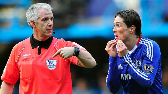 Chris Foy and Chelsea's Fernando Torres