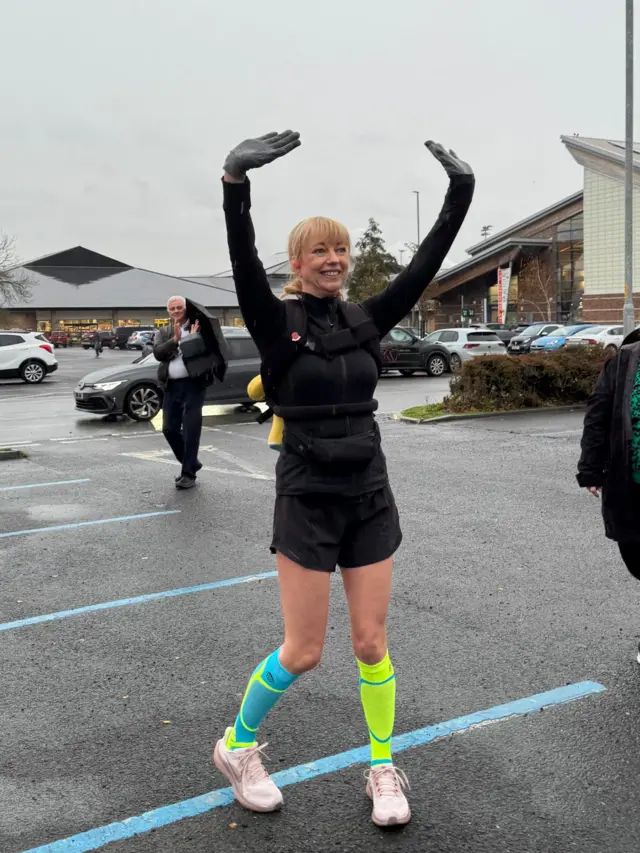 Sara leaves Hexham on day Two of her challenge