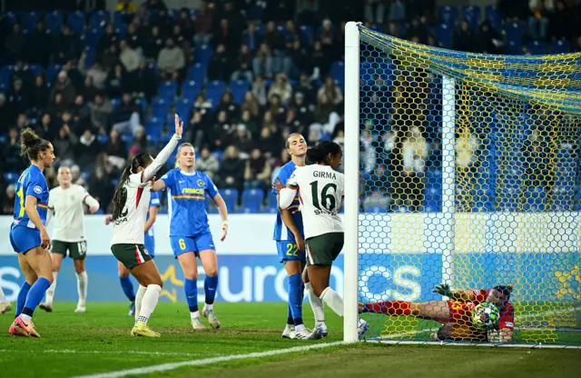 Naomi Girma of Chelsea scores a goal which was later disallowed