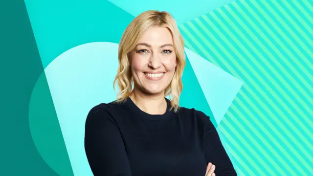 Kelly Cates presents on BBC Radio 5 Live - graphic