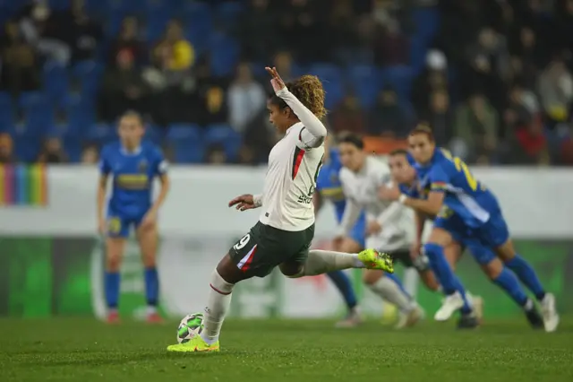 Catarina Macario of Chelsea scores a penalty