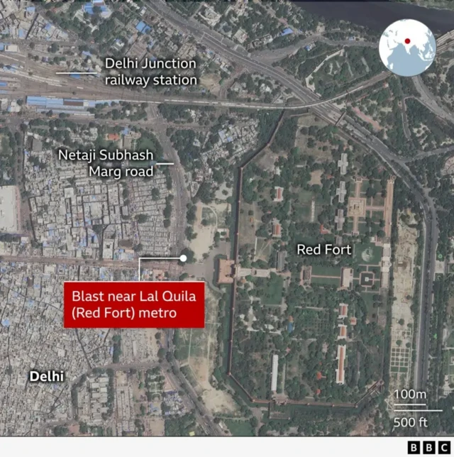 general A map showing the location of the explosion