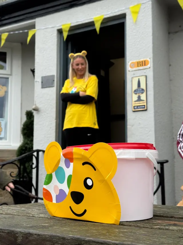 Fundraising efforsts at Pitstop 1 - The Cross Keys Inn, Hamsterley