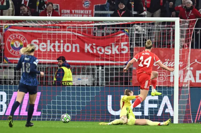 Bayern Munich's Alara Sehitler scores their first goal