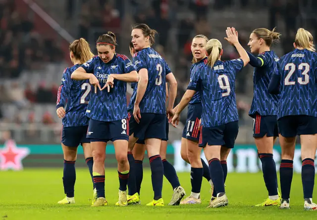 Mariona Caldentey of Arsenal celebrates scoring her teams second goal