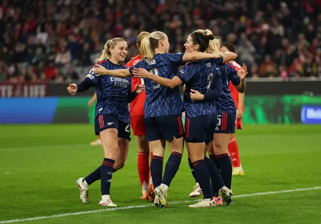 Emily Fox of Arsenal celebrates scoring her teams first goal