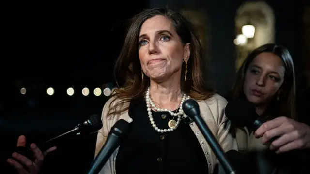 Nancy Mace, a Republican from South Carolina, speaks to members of the media during a vote outside the US Capitol in Washington, DC