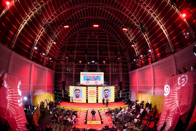 Aerial view of press conference