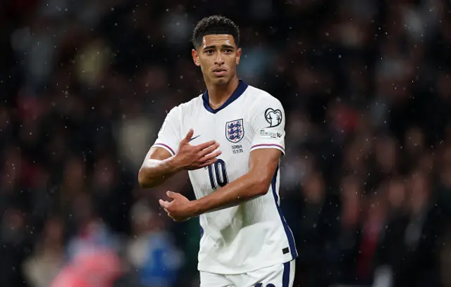 Jude Bellingham of England reacts