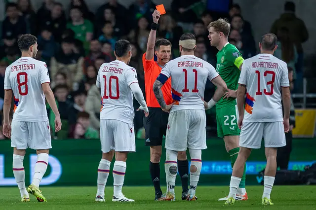 Armenia receive a red card