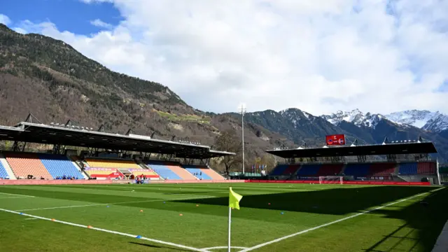 A general view of the Rheinpark Stadion in Vaduz, Liechtenstein