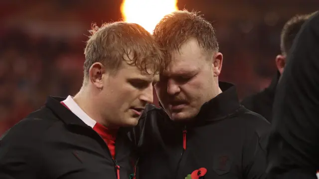 Jac Morgan and Dewi Lake before Wales' game against Argentina