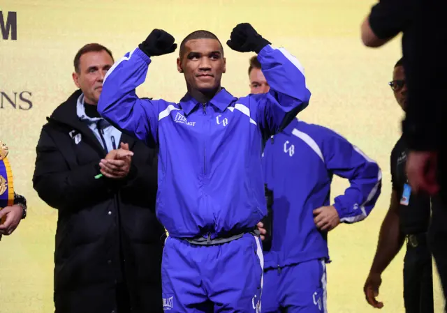 Conor Benn in a blue tracksuit