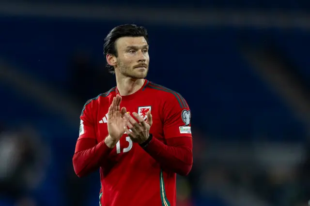 Kieffer Moore in action for Wales