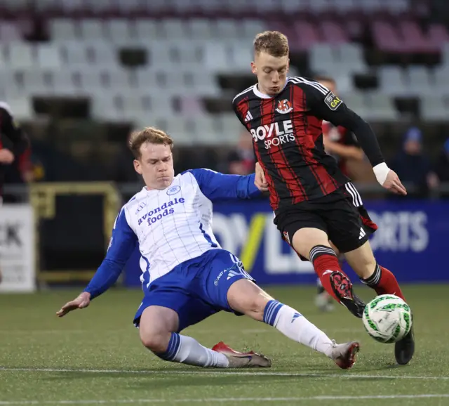 Action from Glenavon vs Crusaders