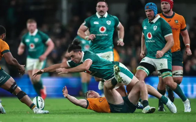 James Lowe dives for the ball