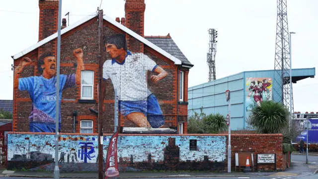 A mural outside Tranmere's Prenton Park