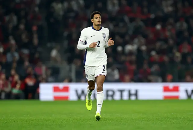 Jarell Quansah of England looks on