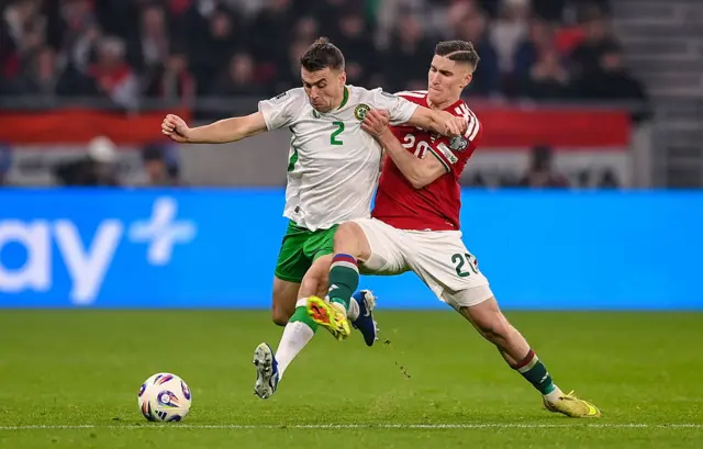 Seamus Coleman in action against R|oland Sallai