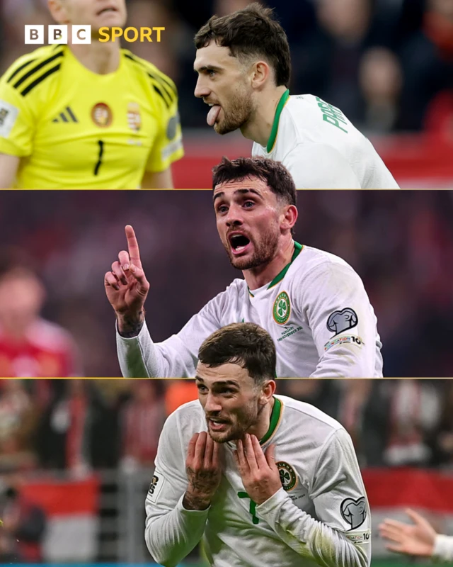 Troy Parrott celebrates his goals against Hungary