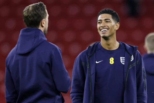 England's Jordan Henderson and Jude Bellingham on the pitch