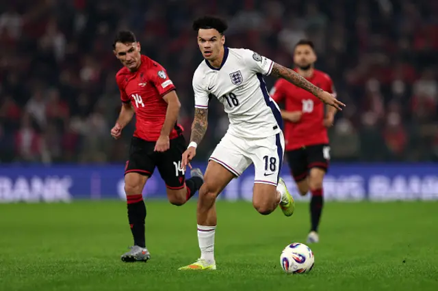 Nico O'Reilly of England runs with the ball