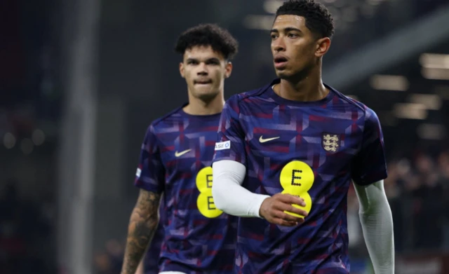 England's Jude Bellingham during the warm up