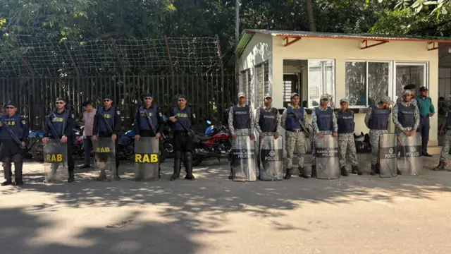 Security stationed outside a court in Dhaka