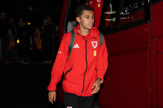 Brennan Johnson arrives at the stadium