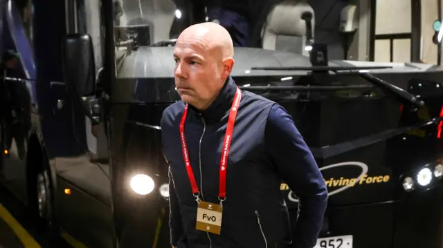 Brian Riemer arrives at Hampden Park