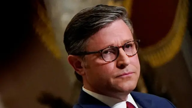 Mike Johnson is seen in close up