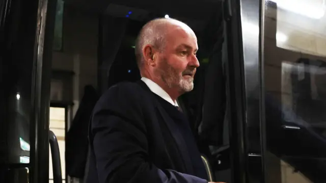 Steve Clarke steps off the bus