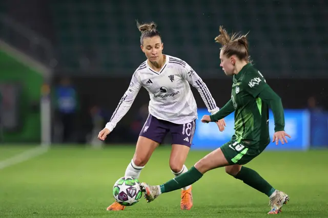 Olme tries to play a ball down the wing