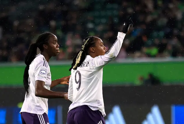 Malard celebrates her goal